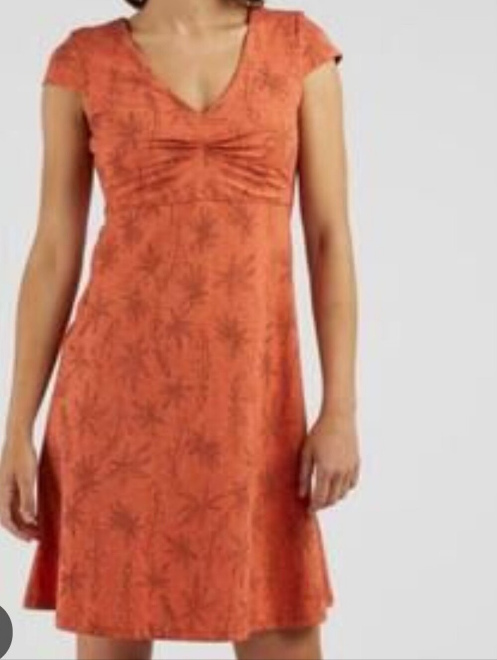 Toad&Co Rosemarie Dress Orange Floral Empire Waist A-Line Size M